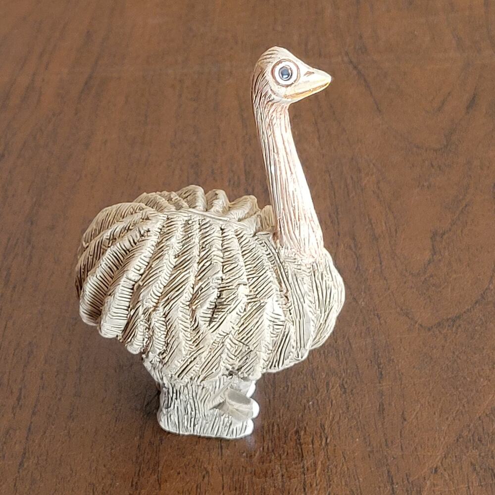Vintage Artesania Rinconada Bird Ostrich Figure Uruguay Carved Signed